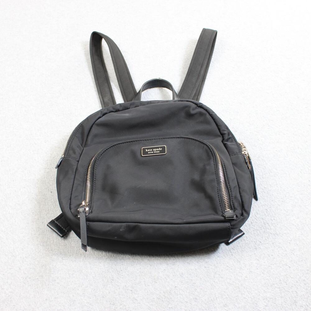 Kate Spade Backpack Women Small Black Nylon Mini Bag Gold Zip Casual Travel READ